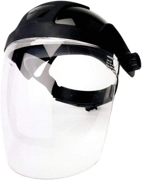 Sellstrom - Nylon Black Ratchet Adjustment, Face Shield & Headgear Set - 12-1/8" Wide x 9" High x 0.06" Thick, Anti-Fog, Clear Window - Eagle Tool & Supply