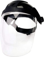 Sellstrom - Nylon Black Ratchet Adjustment, Face Shield & Headgear Set - 12-1/8" Wide x 9" High x 0.06" Thick, Anti-Fog, Clear Window - Eagle Tool & Supply