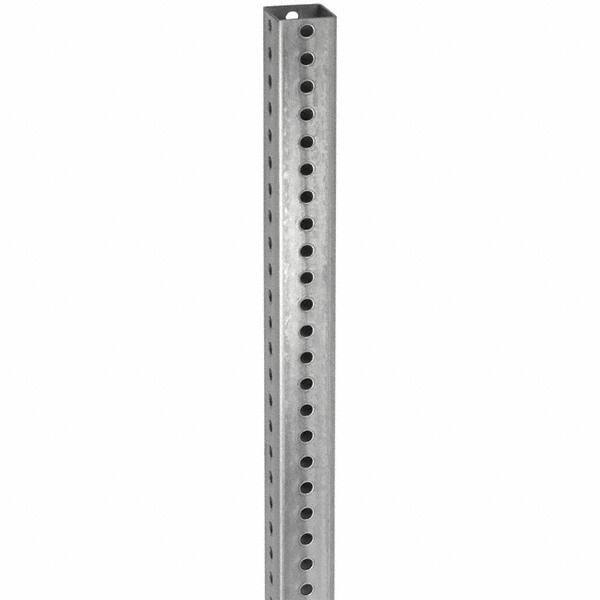 TAPCO - 8' High, Galvanized Traffic Sign Post - Steel, 7/16" Hole Diam, Silver - Eagle Tool & Supply