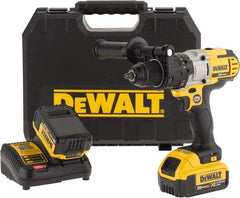 DeWALT - 20 Volt 1/2" Chuck Mid-Handle Cordless Drill - 0-575 & 0-1350 & 0-2000 RPM, Single-Sleeve Ratcheting Chuck, Reversible, 2 Lithium-Ion Batteries Included - Eagle Tool & Supply