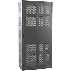 Hallowell - 4 Shelf Locking Storage Cabinet - Steel, 36" Wide x 24" Deep x 78" High, Gray - Eagle Tool & Supply