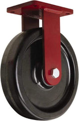 Hamilton - 12" Diam x 3" Wide x 14-1/2" OAH Top Plate Mount Rigid Caster - Phenolic, 3,500 Lb Capacity, Tapered Roller Bearing, 5-1/2 x 7-1/2" Plate - Eagle Tool & Supply