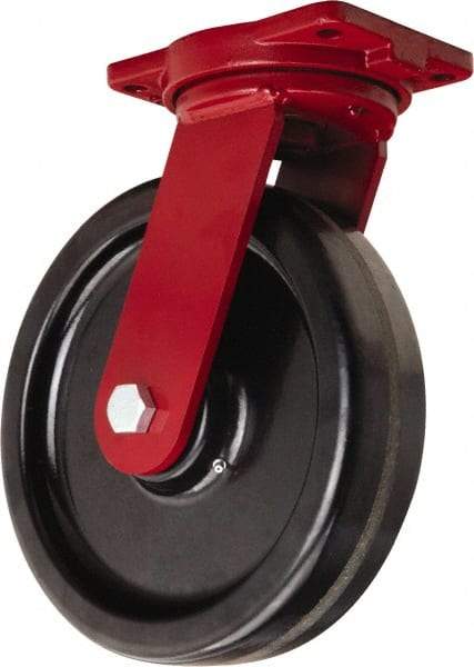 Hamilton - 12" Diam x 3" Wide x 14-1/2" OAH Top Plate Mount Swivel Caster - Phenolic, 3,500 Lb Capacity, Tapered Roller Bearing, 6-1/8 x 7-1/2" Plate - Eagle Tool & Supply