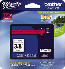 Brother - 3/8" Wide, Red Tape Cassette - For Label Maker - Eagle Tool & Supply