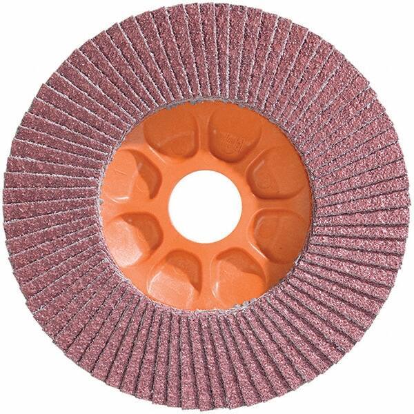 WALTER Surface Technologies - 40 Grit, 5" Disc Diam, 7/8" Center Hole, Type 28 Ceramic Flap Disc - 12,200 Max RPM, Plastic Backing, Arbor Attaching System, Coated - Eagle Tool & Supply