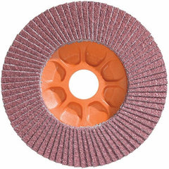 WALTER Surface Technologies - 40 Grit, 5" Disc Diam, 7/8" Center Hole, Type 28 Ceramic Flap Disc - 12,200 Max RPM, Plastic Backing, Arbor Attaching System, Coated - Eagle Tool & Supply
