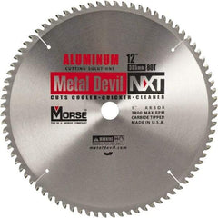 M.K. MORSE - 12" Diam, 1" Arbor Hole Diam, 80 Tooth Wet & Dry Cut Saw Blade - Steel, Standard Round Arbor - Eagle Tool & Supply