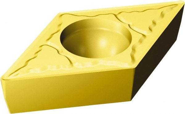 Sandvik Coromant - DCMT32.52 PM Grade 1525 Carbide Turning Insert - TiCN/TiN Finish, 55° Diamond, 3/8" Inscr Circle, 5/32" Thick, 1/32" Corner Radius - Eagle Tool & Supply