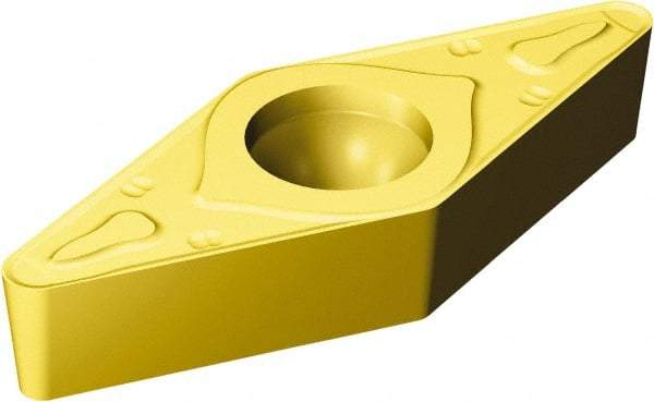Sandvik Coromant - VBMT333 MR Grade 2025 Carbide Turning Insert - TiCN/Al2O3/TiN Finish, 35° Diamond, 3/8" Inscr Circle, 3/16" Thick, 3/64" Corner Radius - Eagle Tool & Supply