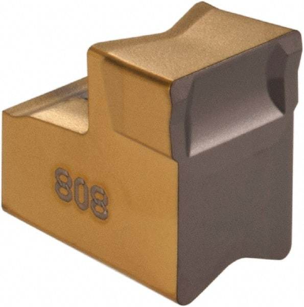 Iscar - TAG C IC808 Grade, 0.374" Cutting Width, Carbide Cutoff Insert - 0° Neutral Lead Angle, 0.0197" Cnr Rad, TiAlN Coated, Single End - Eagle Tool & Supply