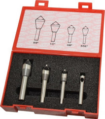 Keo - 4 Piece, 5/16 to 5/8" Head Diam, 60° Included Angle, Single End Countersink Set - Eagle Tool & Supply