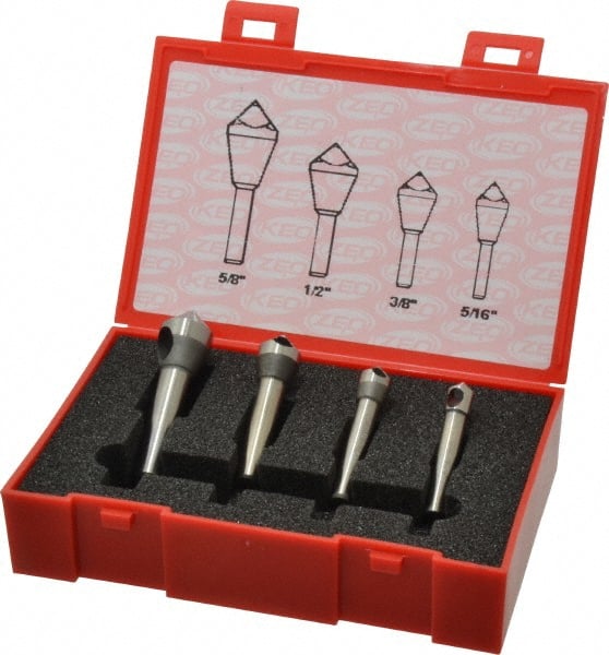 Keo - 4 Piece, 5/16 to 5/8" Head Diam, 90° Included Angle, Single End Countersink Set - Eagle Tool & Supply