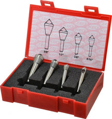 Keo - 4 Piece, 5/16 to 5/8" Head Diam, 100° Included Angle, Single End Countersink Set - Eagle Tool & Supply