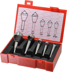 Keo - 5 Piece, 5/16 to 1" Head Diam, 100° Included Angle, Single End Countersink Set - Eagle Tool & Supply