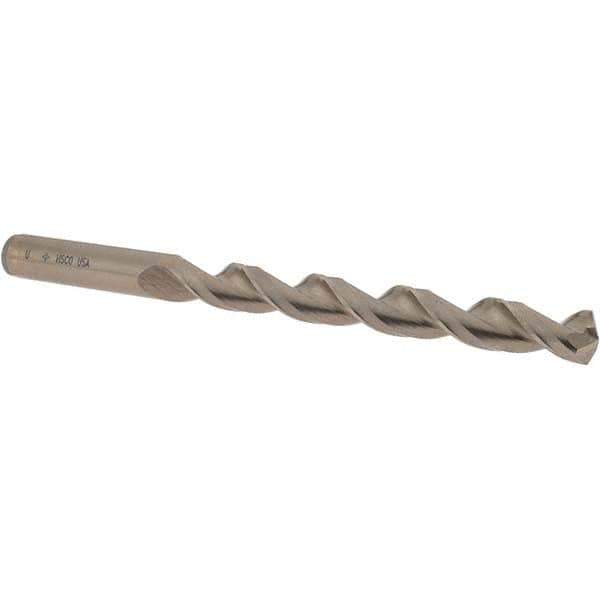 Cleveland - Letter U 135° Cobalt Jobber Drill - Gold Finish Finish, Right Hand Cut, Parabolic Flute, Straight Shank, 5" OAL, Split Point - Eagle Tool & Supply