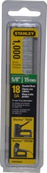 Stanley - 18 Gauge 0.04" Shank Diam 5/8" Long Brad Nails for Power Nailers - Steel, Galvanized Finish, Straight Stick Collation, Brad Head, Chisel Point - Eagle Tool & Supply