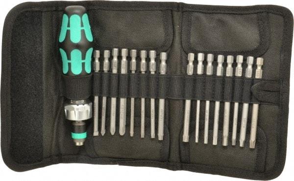 Wera - 17 Piece, Screwdriver Bit and Socket Set - #1, #2 & #3 Phillips - Eagle Tool & Supply