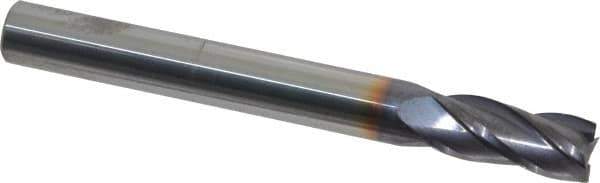 Niagara Cutter - 7/16", 1" LOC, 7/16" Shank Diam, 4" OAL, 4 Flute, Solid Carbide Square End Mill - Single End, TiAlN Finish, Spiral Flute, 30° Helix, Centercutting, Right Hand Cut, Right Hand Flute, Series C430 - Eagle Tool & Supply