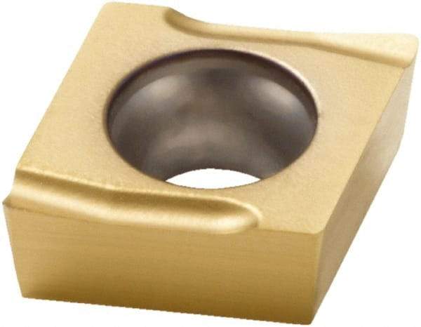 Seco - CCGT21.51 UX Grade CP500 Carbide Turning Insert - TiAlN/TiN Finish, 80° Diamond, 1/4" Inscr Circle, 3/32" Thick, 1/64" Corner Radius - Eagle Tool & Supply