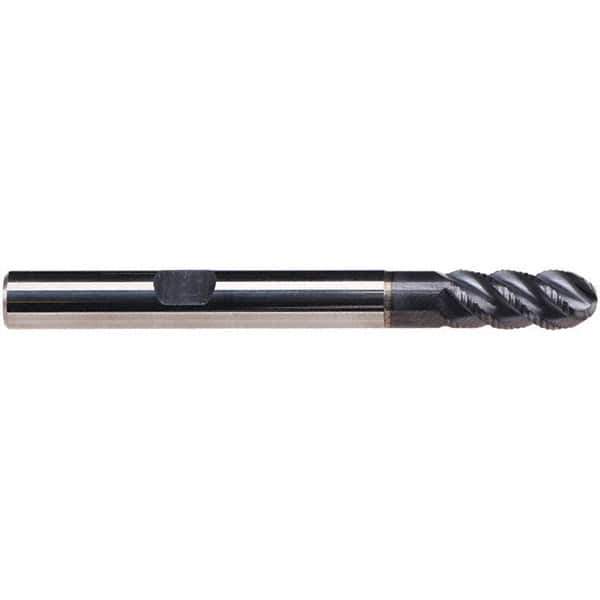 Emuge - 3mm Diam, 8mm LOC, 3 Flute Solid Carbide Ball End Mill - TiAlN Finish, Single End, 57mm OAL, 6mm Shank Diam, Ball Flute - Eagle Tool & Supply