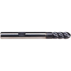 Emuge - 3mm Diam, 8mm LOC, 3 Flute Solid Carbide Ball End Mill - TiAlN Finish, Single End, 57mm OAL, 6mm Shank Diam, Ball Flute - Eagle Tool & Supply