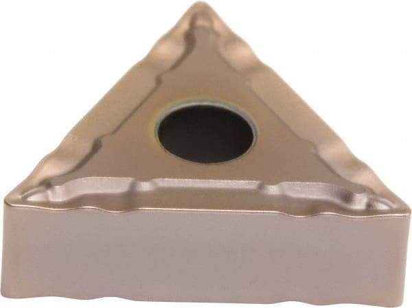 Sumitomo - TNMG331 ESX Grade T3000Z Cermet Turning Insert - TiN/AlN Finish, 60° Triangle, 3/8" Inscr Circle, 3/16" Thick, 1/64" Corner Radius - Eagle Tool & Supply