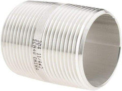 Value Collection - 1-1/4" Pipe x 2" Long, Grade 304/304L Stainless Steel Pipe Nipple - Welded & Threaded - Eagle Tool & Supply