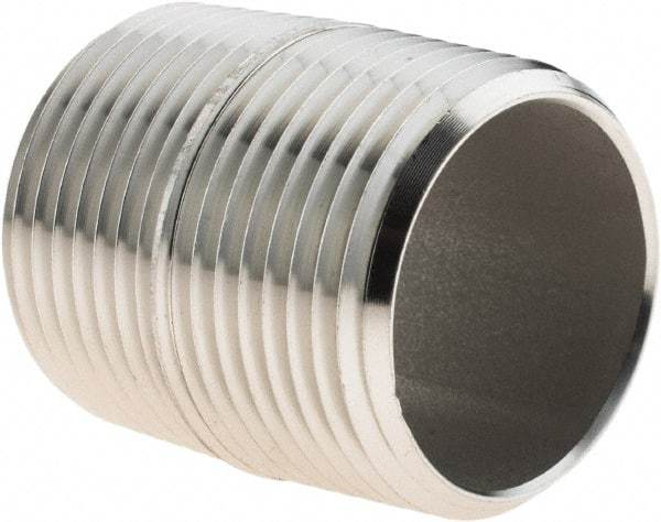 Value Collection - 1" Pipe x 1-1/2" Long, Grade 304/304L Stainless Steel Pipe Nipple - Welded & Threaded - Eagle Tool & Supply