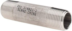 Value Collection - 3/8" Pipe x 2-1/2" Long, Grade 304/304L Stainless Steel Pipe Nipple - Welded & Threaded - Eagle Tool & Supply