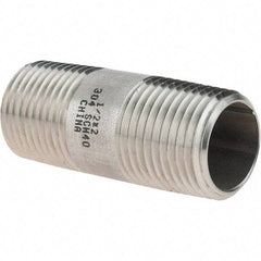 Value Collection - 1/2" Pipe x 2" Long, Grade 304/304L Stainless Steel Pipe Nipple - Welded & Threaded - Eagle Tool & Supply