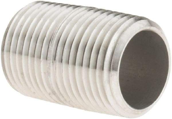 Value Collection - 3/8" Pipe x 1" Long, Grade 304/304L Stainless Steel Pipe Nipple - Welded & Threaded - Eagle Tool & Supply