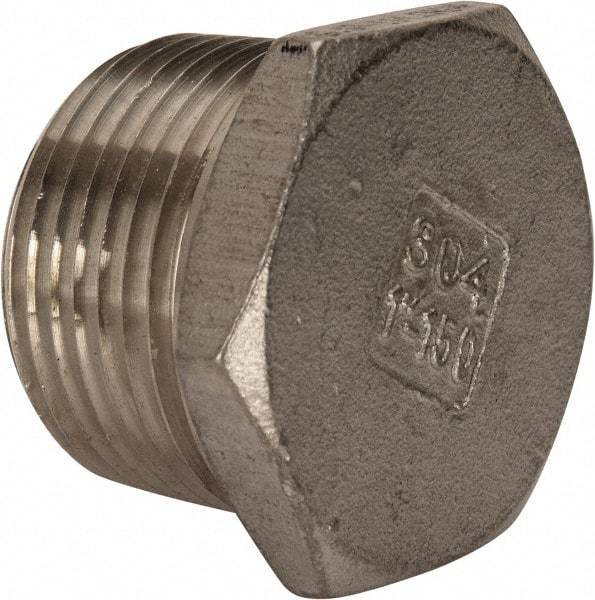 Value Collection - 1" Grade 304 Stainless Steel Pipe Hex Head Plug - MNPT End Connections, 150 psi - Eagle Tool & Supply