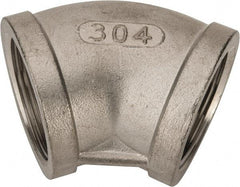 Value Collection - 1-1/2" Grade 304 Stainless Steel Pipe 45° Elbow - FNPT x FNPT End Connections, 150 psi - Eagle Tool & Supply