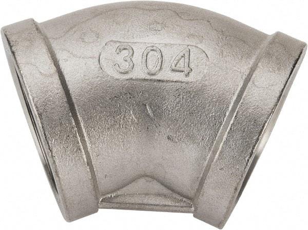 Value Collection - 1-1/4" Grade 304 Stainless Steel Pipe 45° Elbow - FNPT x FNPT End Connections, 150 psi - Eagle Tool & Supply