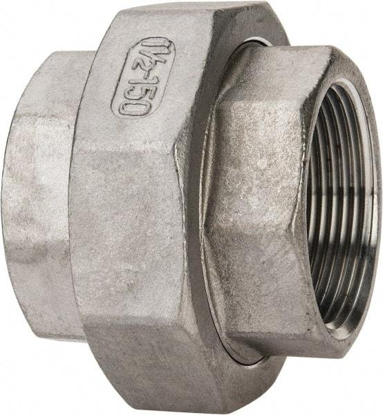 Value Collection - 1-1/2" Grade 304 Stainless Steel Pipe Union - FNPT x FNPT End Connections, 150 psi - Eagle Tool & Supply