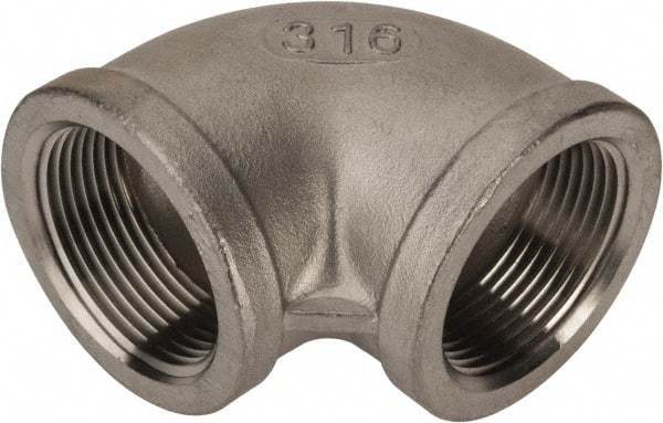 Value Collection - 1-1/4" Grade 316 Stainless Steel Pipe 90° Elbow - FNPT x FNPT End Connections, 150 psi - Eagle Tool & Supply