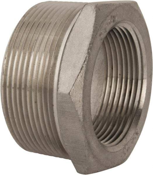 Merit Brass - 2 x 1-1/2" Grade 304 Stainless Steel Pipe Hex Bushing - MNPT x FNPT End Connections, 150 psi - Eagle Tool & Supply