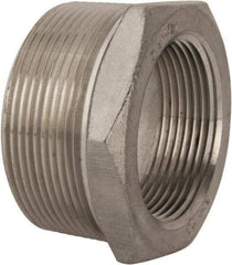 Merit Brass - 2 x 1-1/2" Grade 304 Stainless Steel Pipe Hex Bushing - MNPT x FNPT End Connections, 150 psi - Eagle Tool & Supply