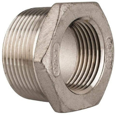 Merit Brass - 1-1/4 x 1" Grade 304 Stainless Steel Pipe Hex Bushing - MNPT x FNPT End Connections, 150 psi - Eagle Tool & Supply