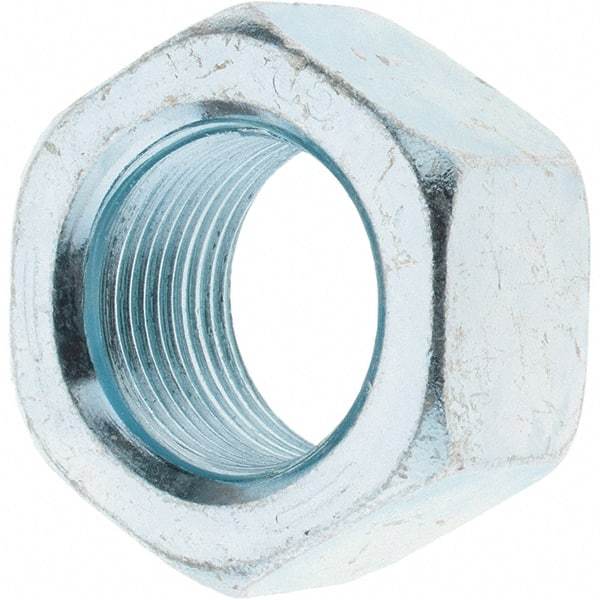 Value Collection - 1-14 UNS Steel Right Hand Hex Nut - 1-1/2" Across Flats, 55/64" High, Zinc-Plated Finish - Eagle Tool & Supply