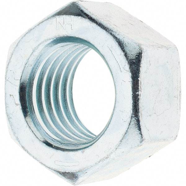 Made in USA - 1-1/8 - 7 UNC Steel Right Hand Hex Nut - 1-11/16" Across Flats, 31/32" High, Zinc Clear Finish - Eagle Tool & Supply