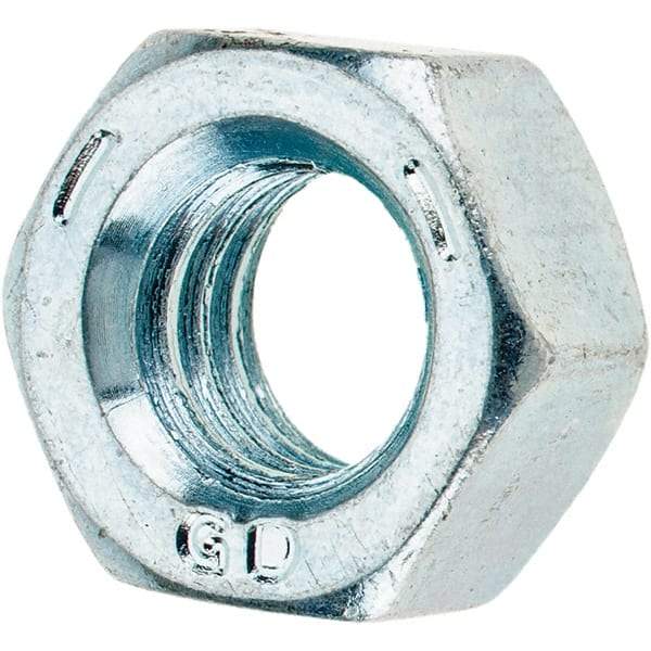 Value Collection - 5/16-18 UNC Steel Right Hand Hex Nut - 1/2" Across Flats, 17/64" High, Zinc-Plated Finish - Eagle Tool & Supply