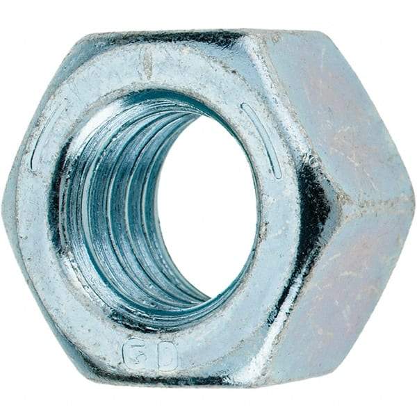 Value Collection - 9/16-12 UNC Steel Right Hand Hex Nut - 7/8" Across Flats, 31/64" High, Zinc-Plated Finish - Eagle Tool & Supply