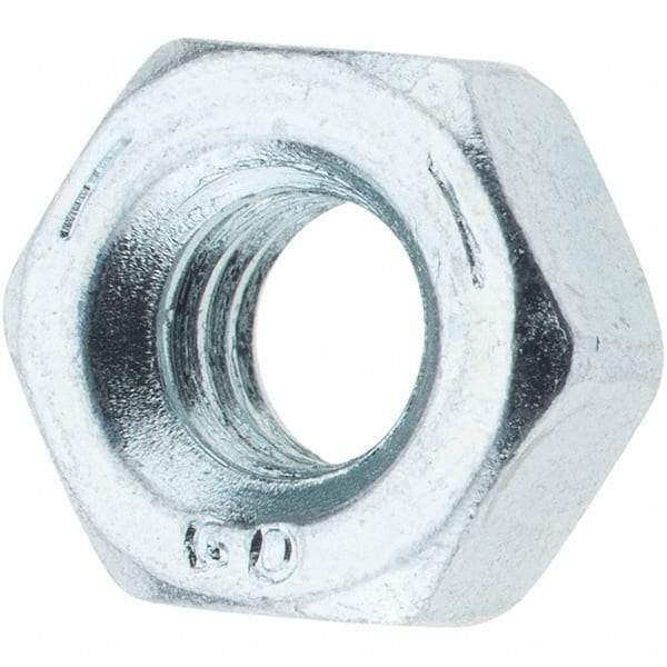 Value Collection - 1/4-20 UNC Steel Right Hand Hex Nut - 7/16" Across Flats, 7/32" High, Zinc-Plated Finish - Eagle Tool & Supply