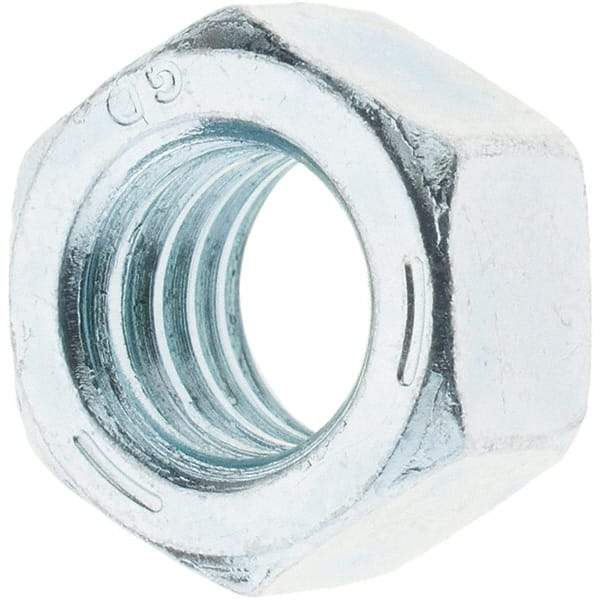 Value Collection - 3/8-16 UNC Steel Right Hand Hex Nut - 9/16" Across Flats, 21/64" High, Zinc-Plated Finish - Eagle Tool & Supply