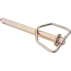 Value Collection - 5/8" Pin Diam, 7-5/8" Long, Zinc Plated Steel Pin Lock Hitch Pin - 6" Usable Length - Eagle Tool & Supply