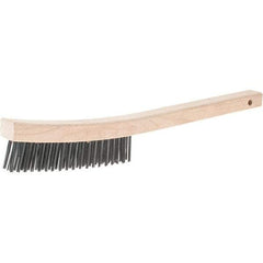 Weiler - 3 Rows x 19 Columns Steel Scratch Brush - 14" Brush Length, 14" OAL, 1-3/16 Trim Length, Wood Handle - Eagle Tool & Supply