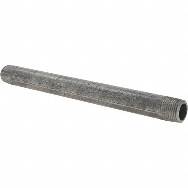 Value Collection - 3/8" Diam x 7" Long Steel Black Pipe Nipple - Threaded - Eagle Tool & Supply