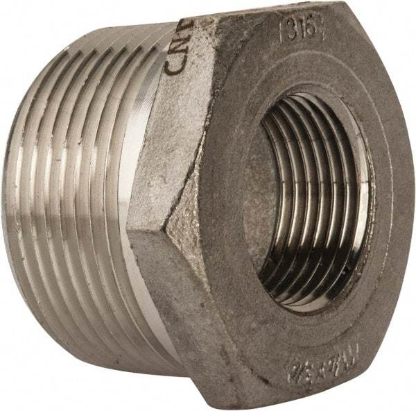 Value Collection - 1-1/4 x 3/4" Grade 316 Stainless Steel Pipe Hex Bushing - MNPT x FNPT End Connections, 150 psi - Eagle Tool & Supply