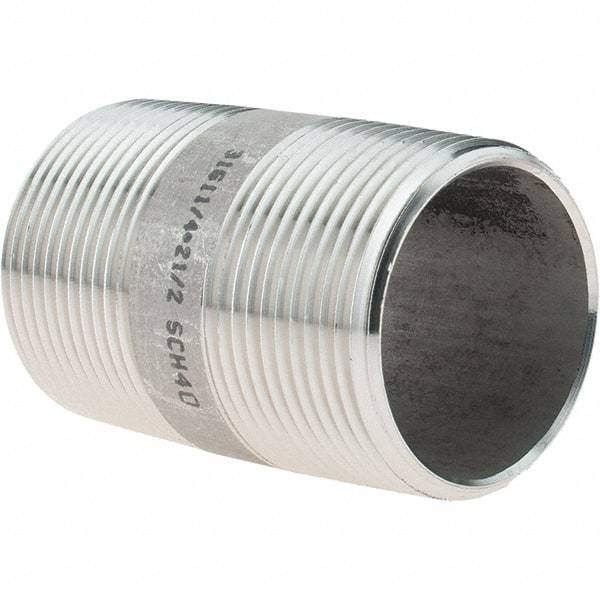 Value Collection - 1-1/4" Pipe x 2-1/2" Long, Grade 316/316L Stainless Steel Pipe Nipple - Welded & Threaded - Eagle Tool & Supply